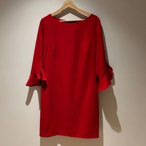 Dangerously Red Karl Lagerfeld Paris Ruffle Sleeve Dress